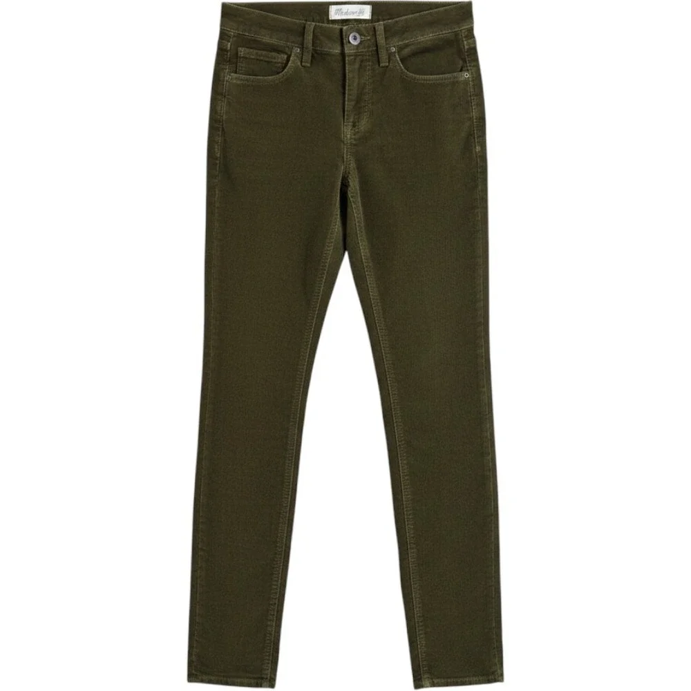 Madewell Skinny Corduroy Pants Olive Green Moss Fine Wale Size 26 x 32 Womens
